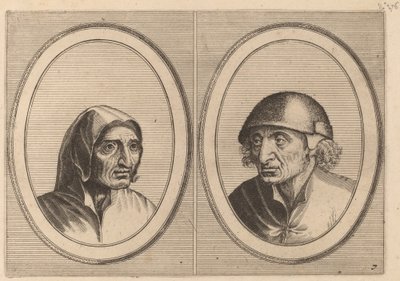 "Rijckje Schimmel-penninghs" e "Lubbert Leever-salsicha" de Johannes and Lucas van Doetechum after Pieter Bruegel the Elder