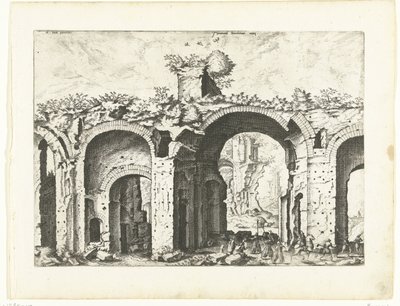 Segunda vista dos Banhos de Diocleciano
Ruínas romanas, 1561 (título da série) de Johannes of Lucas van Doetechum (attributed to)
