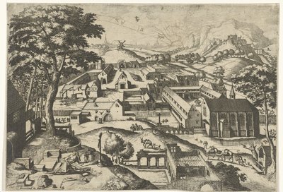 Paisagem com São Jerônimo hieronimus in deserto (título no objeto) Paisagens com histórias cristãs (título da série) de Johannes of Lucas van Doetechum