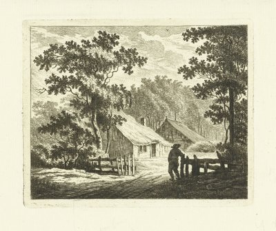 Paisagem com fazenda e quintal com cerca de Johannes van Cuylenburgh