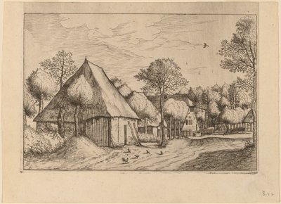 Um curral com um poço de Johannes van Doetechum, the Elder and Lucas