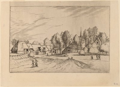 Country Village com Torre da Igreja de Johannes van Doetechum, the Elder and Lucas