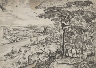 Euntes in Emmaus Landscape with Pilgrims, ca. 1555-56. Criadores: Johannes van Doetecum I, Lucas van Doetecum. de Johannes and Lucas van Doetecum