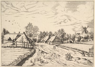 Country Village com Post Mill de de Johannes van Doetecum I