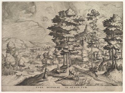Vôo para o Egito Fuga deiparae em Aegyptum de The Large Landscapes, ca. 1555-56. de Johannes van Doetecum I