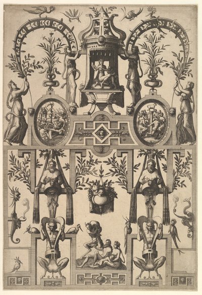 Grotesco moderno com Strapwork, 1557. de Johannes van Doetecum I