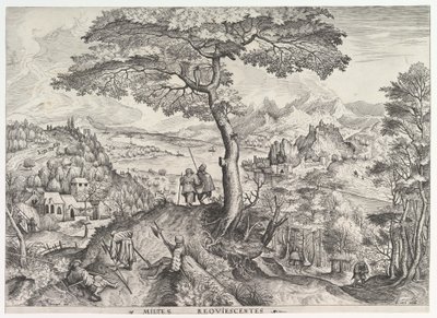 Soldados nas Milites de Descanso requiescentes de The Large Landscapes, ca. 1555-56. de Johannes van Doetecum I