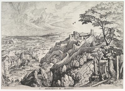 St. Jerome in the Wilderness S. Hieronymus in Deserto from The Large Landscapes, ca. 1555-56. de Johannes van Doetecum I