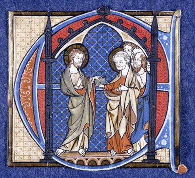 Cristo apresenta a missão a São Pedro, c.1320 de Johannes von Valkenburg