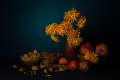 Natureza morta floral de outono de John-Mei Zhong