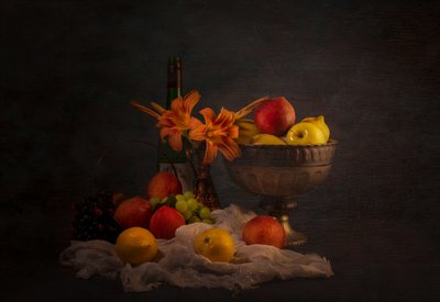 Natureza morta clássica com frutas de John-Mei Zhong