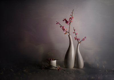 Natureza morta com flores da primavera de John-Mei Zhong