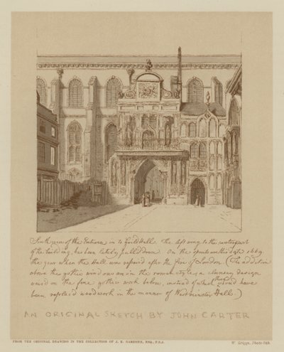 Vista sul da entrada para Guildhall, City of London (litho) de John (after) Carter