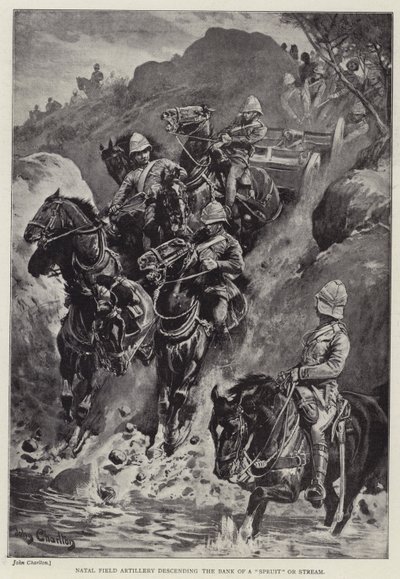 Natal Artilharia de Campo descendo o Banco de um "Spruit" ou Ribeira (litho) de John (after) Charlton