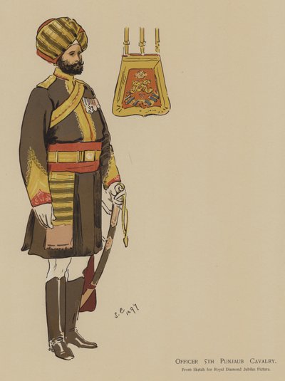 Oficial 5ª Cavalaria Punjaub (cor litho) de John (after) Charlton