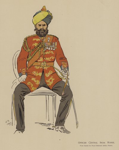 Oficial Central India Horse (cor litho) de John (after) Charlton