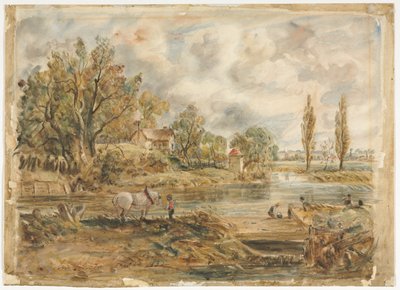 O Cavalo Branco (aguarela) de John (after) Constable