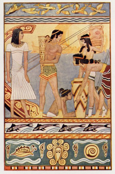 Comerciantes marítimos de Creta (litografia a cores) de John (after) Duncan