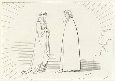 Beatrice e Dante, Paraíso, Canto 7 (gravura) de John (after) Flaxman