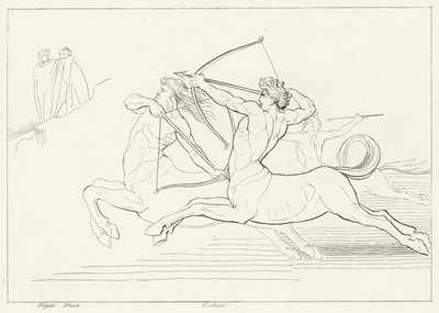 Encontro com os Centauros, Inferno, Canto 12 (gravura) de John (after) Flaxman