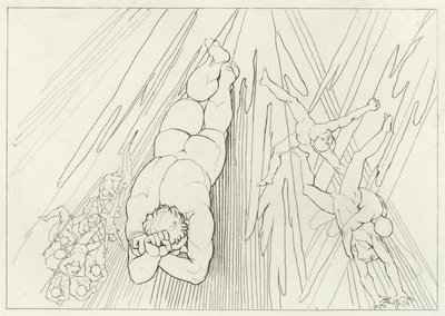 Lúcifer, Purgatório, Canto 12 (gravura) de John (after) Flaxman