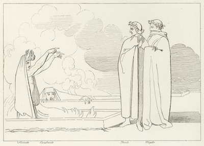 Os Sepulcros Fiery, Inferno, Canto 10 (gravura) de John (after) Flaxman