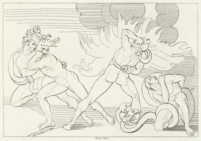 The Fiery Serpents, Inferno, Canto 24 (gravura) de John (after) Flaxman