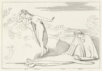Os Amantes Castigados, Inferno, Canto 5 (gravura) de John (after) Flaxman