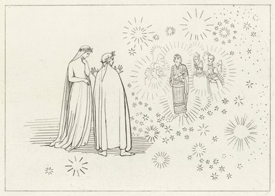 O Planeta Mercúrio, Paraíso, Canto 5 (gravura) de John (after) Flaxman