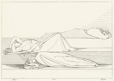 Os Poetas Reposição, Purgatório, Canto 27 (gravura) de John (after) Flaxman