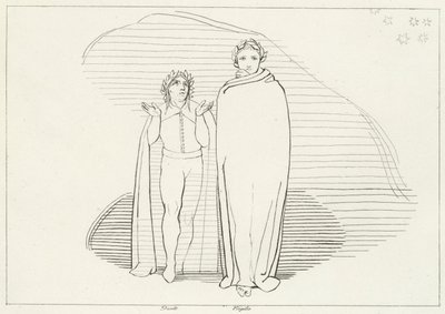 The Reascent, Inferno, Canto 34 (gravura) de John (after) Flaxman