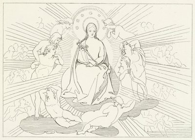 A Virgem Maria, Paraíso, Canto 31 (gravura) de John (after) Flaxman