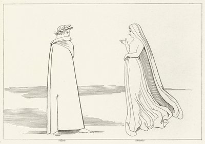 Virgil e Beatrice Meeting, Inferno, Canto 2 (gravura) de John (after) Flaxman
