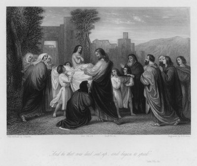 Cristo eleva o Filho da Viúva à vida, Lucas VII de John (after) Gilbert