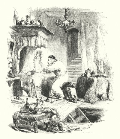 O Alquimista (gravura) de John (after) Gilbert
