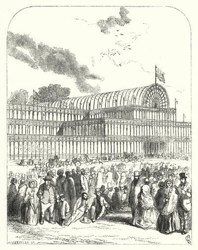 O Palácio de Cristal em Hyde Park, Londres, local da Grande Exposição de 1851, projetado por Joseph Paxton e Charles Fox (gravura) de John (after) Gilbert