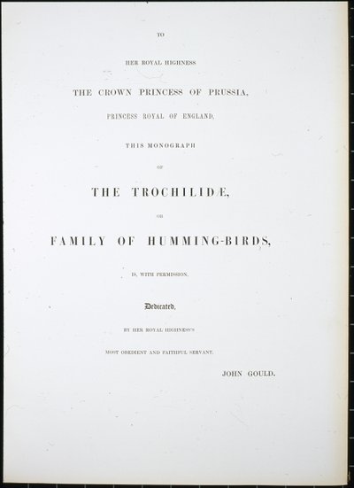 Frontispício (litro colorido à mão) de John (after) Gould