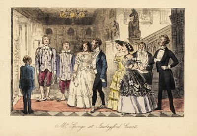 Senhores e senhoras ingleses anunciaram antes do jantar em uma grande casa de John (after) Leech