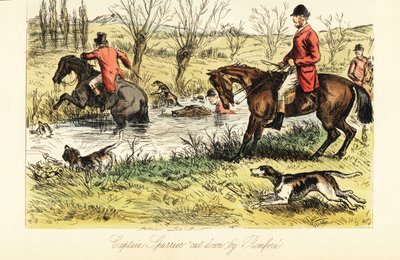Caçador inglês para caçar um rio com cães de caça raposa de John (after) Leech