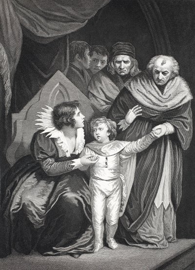 Elizabeth Woodville entregando seu filho (litho) de John (after) Opie