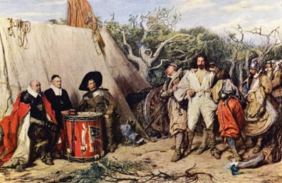 Um Tribunal Marcial de Cabeça de Tambor (litografia a cores) de John (after) Pettie
