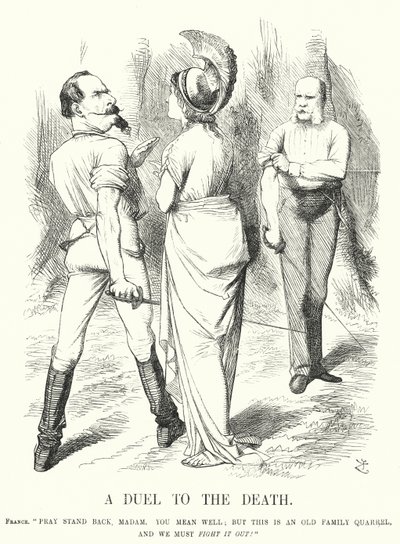 Soco cartoon: Um Duelo à Morte - a Guerra Franco-Prussiana (gravura) de John (after) Tenniel