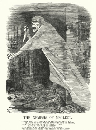 Soco cartoon: O Némesis da Negligência - pobreza e crime em Londres na época dos assassinatos de Jack o Estripador (gravura) de John (after) Tenniel