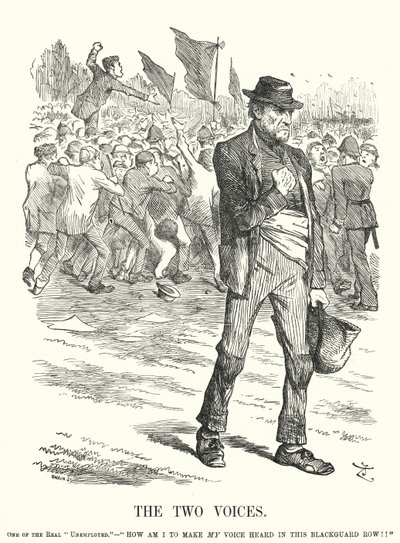Soco cartoon: The Two Voices - unemployment and social unrest in Victorian Britain (gravura) de John (after) Tenniel