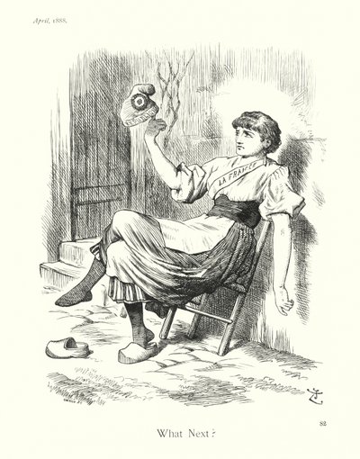 Desenho animado de Sir John Tenniel: What Next (gravura) de John (after) Tenniel