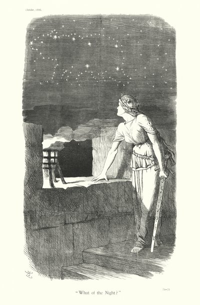 Desenho animado de Sir John Tenniel: "E a Noite" (gravura) de John (after) Tenniel