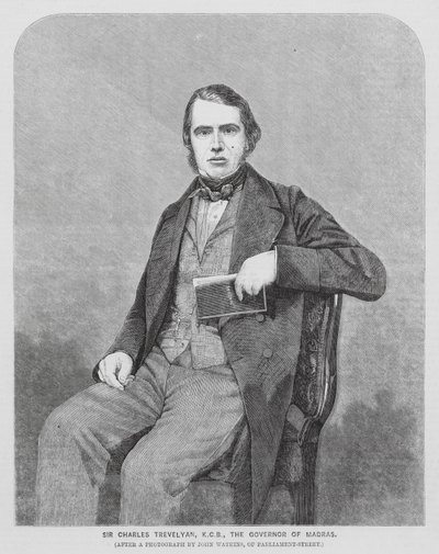 Sir Charles Trevelyan, administrador colonial britânico (gravura) de John (after) Watkins
