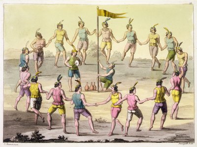Índios chilenos fazendo uma Dança Cerimonial (gravação) de John (after) White