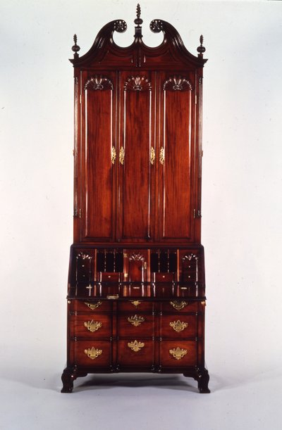 A mesa e estante de blocos e conchas Nicholas Brown Chippendale, c.1760-70 (mogno) de John (attr. to) Goddard