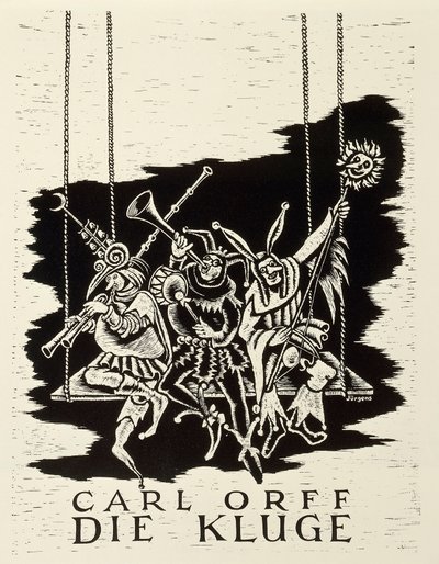 Alemanha, diessen am ammersee, Playbill para a estreia de Die Kluge (A Mulher Sábia) de Carl Orff (1895-1982) em Frankfurt de Walter Charles Mills